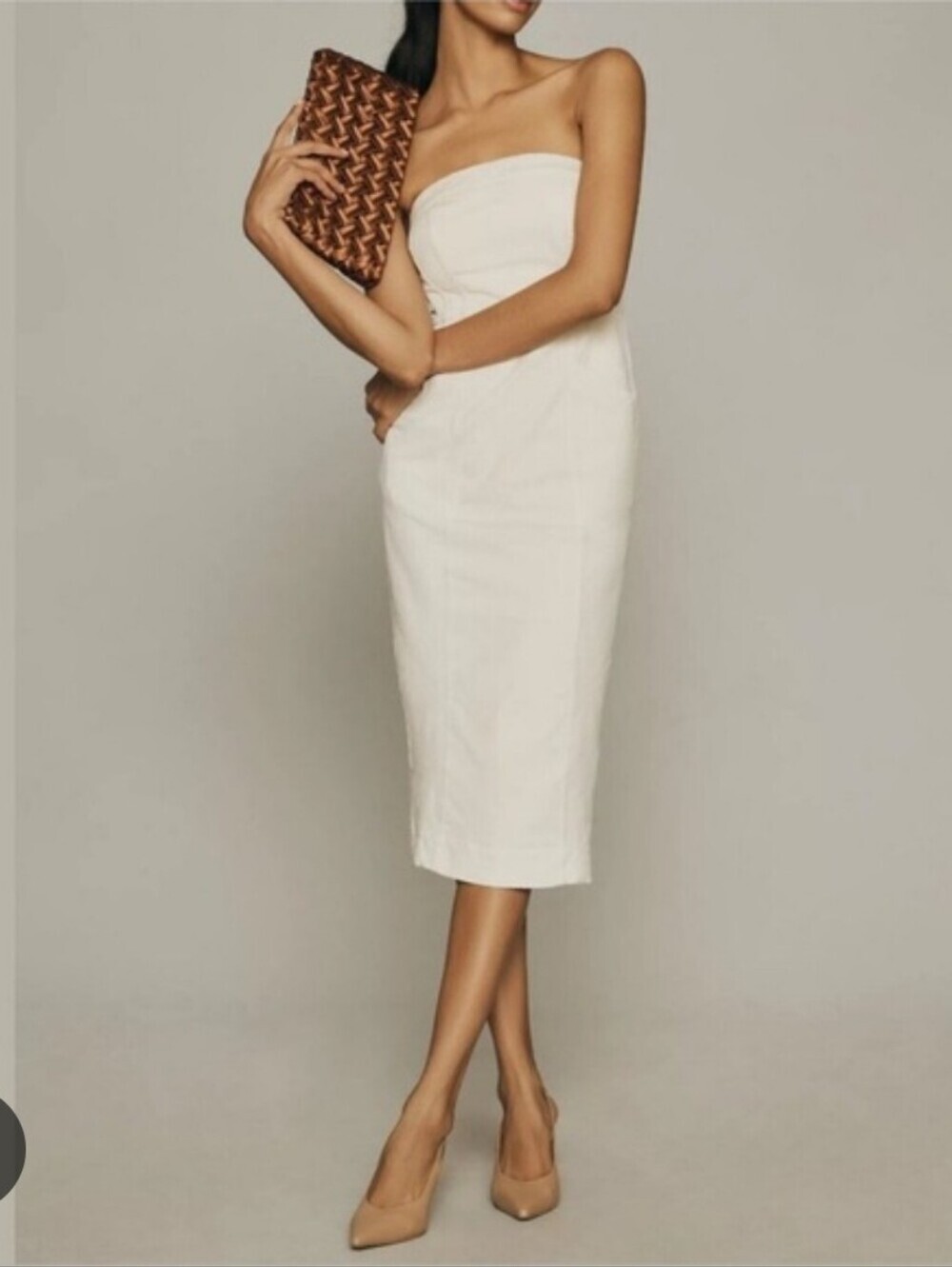Pilcro Anthropologie Strapless Corduroy Slim Midi Dress size 4 NEW